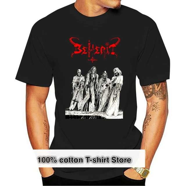 Beherit Satanic Metal Temple T-SHIRT L Archgoat Blasphemy Black Witchery 100% Cotton Short Sleeve O-Neck Tops Tee Shirts 2020