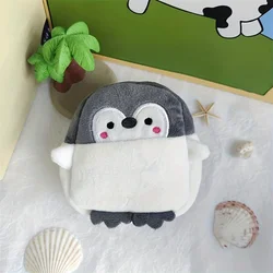 Adorable Penguin Cartoon Mini Wallet - Secure Zipper Pouch (Light Grey)