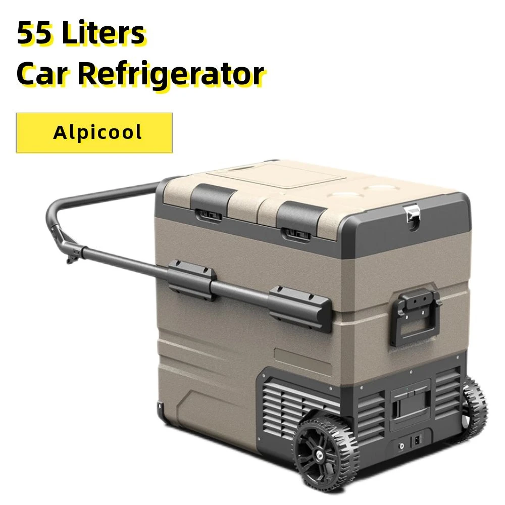 

Alpicool 55L Portable Travel Mobile Car Refrigerator Camping Fridge Compressor Refrigeration Cooler Freezer With wheels Battery