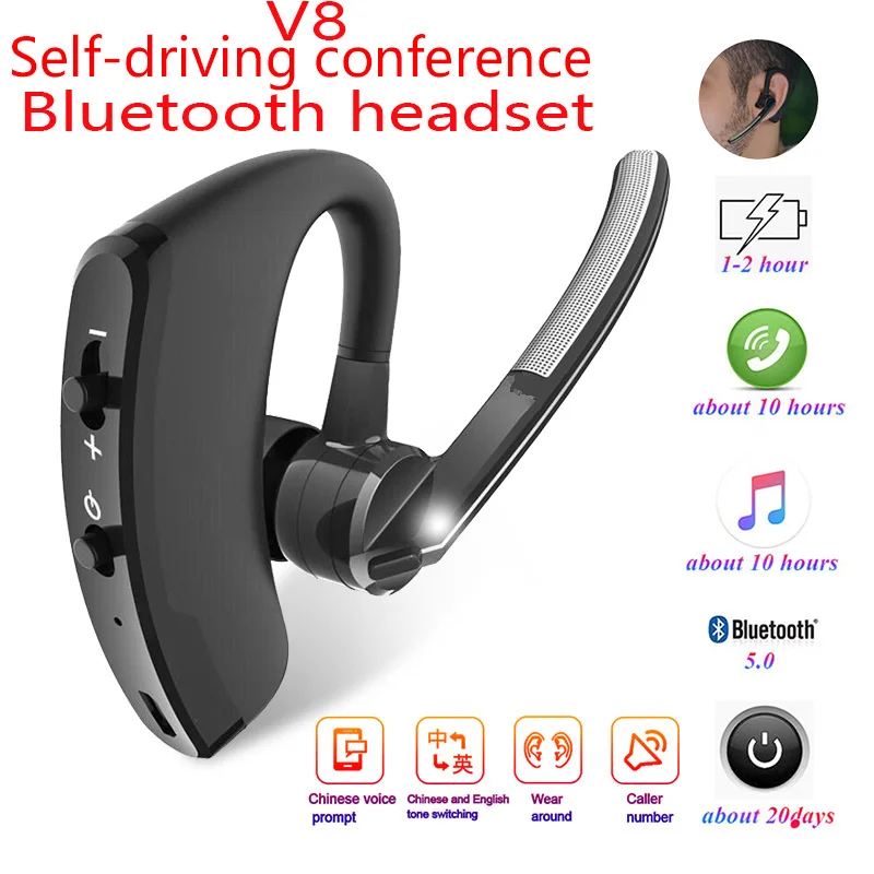 

new V8 PRO Blutooth Earphone Wireless Stereo HD Mic Headphones Bluetooth Hands In Car Kit With Mic For iPhone Samsung Xiaomi V9