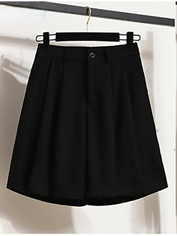 High Waisted Suits Shorts for Women Summer 2023 Korean Fashion Elastic Band Shorts Office Ladies Casual Wide Leg Shorts LOOSE