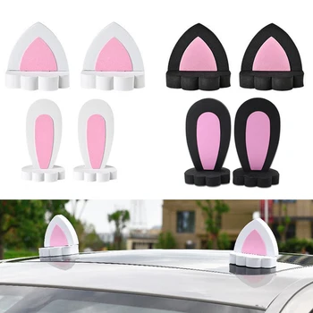 2x Decorazioni per Tetto Auto Ornamenti Esterni Modifica Auto Personalità Carina Decorazioni Esterne Auto con Orecchie di Coniglio e Gatto