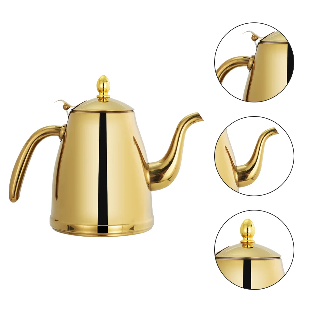 

Stainless Steel Tea Pot Stove Top Gooseneck Kettle Pour Over Coffee Kettle Hot Water Heater Boiler Olive Oil Dispenser Loose