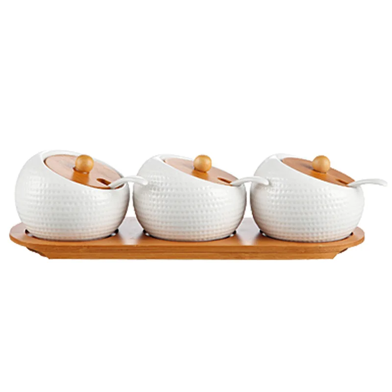 Seasoning Box Chili Jar With Lid Seasoning Bottle Jar Set Box Ceramic Salt Household Kitchen Supplies Storage Tank