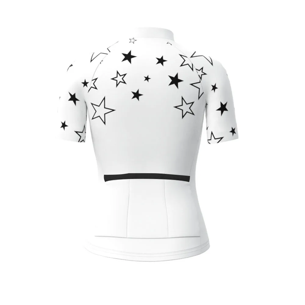 Women Short Sleeve Cycling Jersey Starry Night White