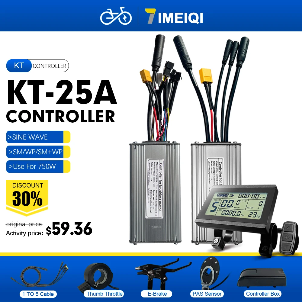 

Ebike Controller 24V/36V/48V 500W 750W Brushless 9 Mosfet KT Controller With LCD Didplay For Electric Bike Conversion Kit Parts