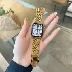 Elegant Braided Stainless Steel Watch Bracelet - Luxury Metal Band - 38mm 40mm 41mm (Gold)