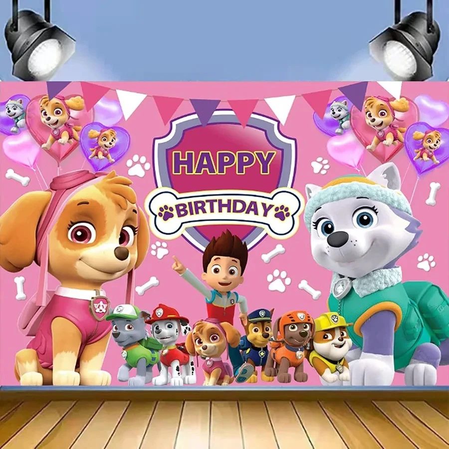 Fondo Cumpleaños Temático Perros - Pancarta 150x100 Cm, Poliéster, Con Texto Happy Birthday, Para Baby Shower Y Fiestas