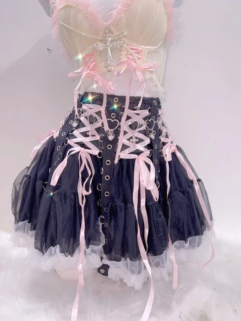 Frilly Lace Top and Lace Up Skirt 2