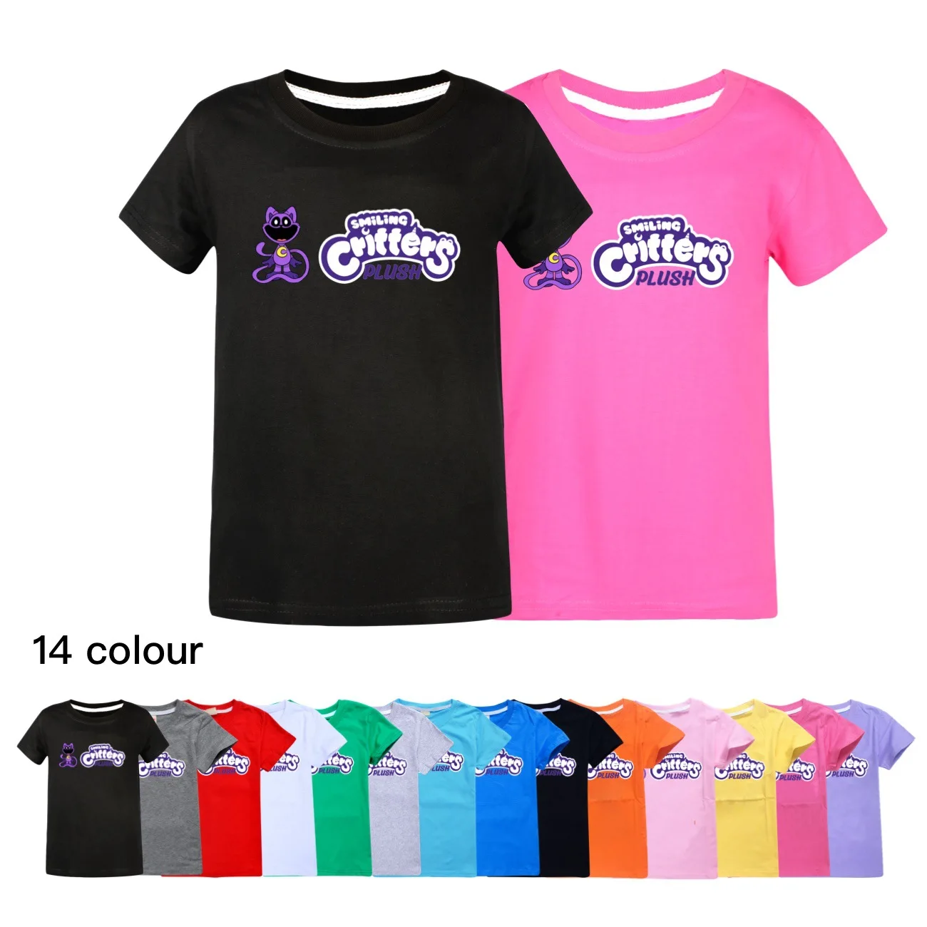 

Smiling Critters Tshirt Boys Summer Short Sleeve Tops Kids Cartoon Catnap T-shirt Baby Girls Kawaii Clothes Children's Clothing