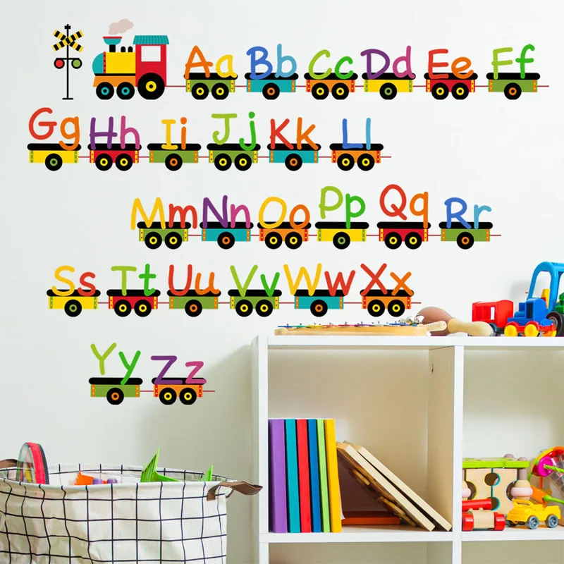 Cartoon children's English alphabet train living room decoration wall sticker wall stickers,wall sticker