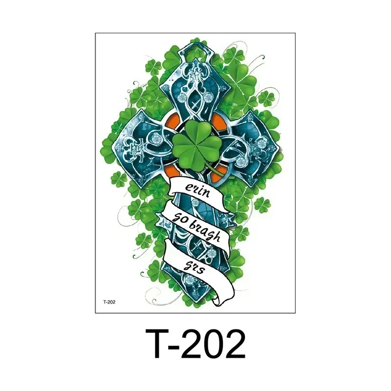 Large Half Arm Temporary Tattoos Skull Shamrock Waterproof Temporary Tattoo Sticker St. Patrick's Day Theme Party Supplies