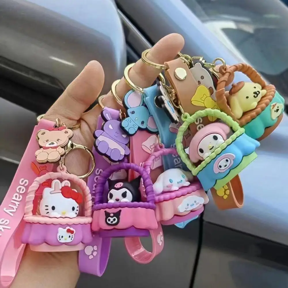 

My Melody Hello Kitty Bag Pendant Kawaii Sanrio Keychain Anime Figures Backpack Accessories Kuromi Cinnamoroll Keyring Kids Toy