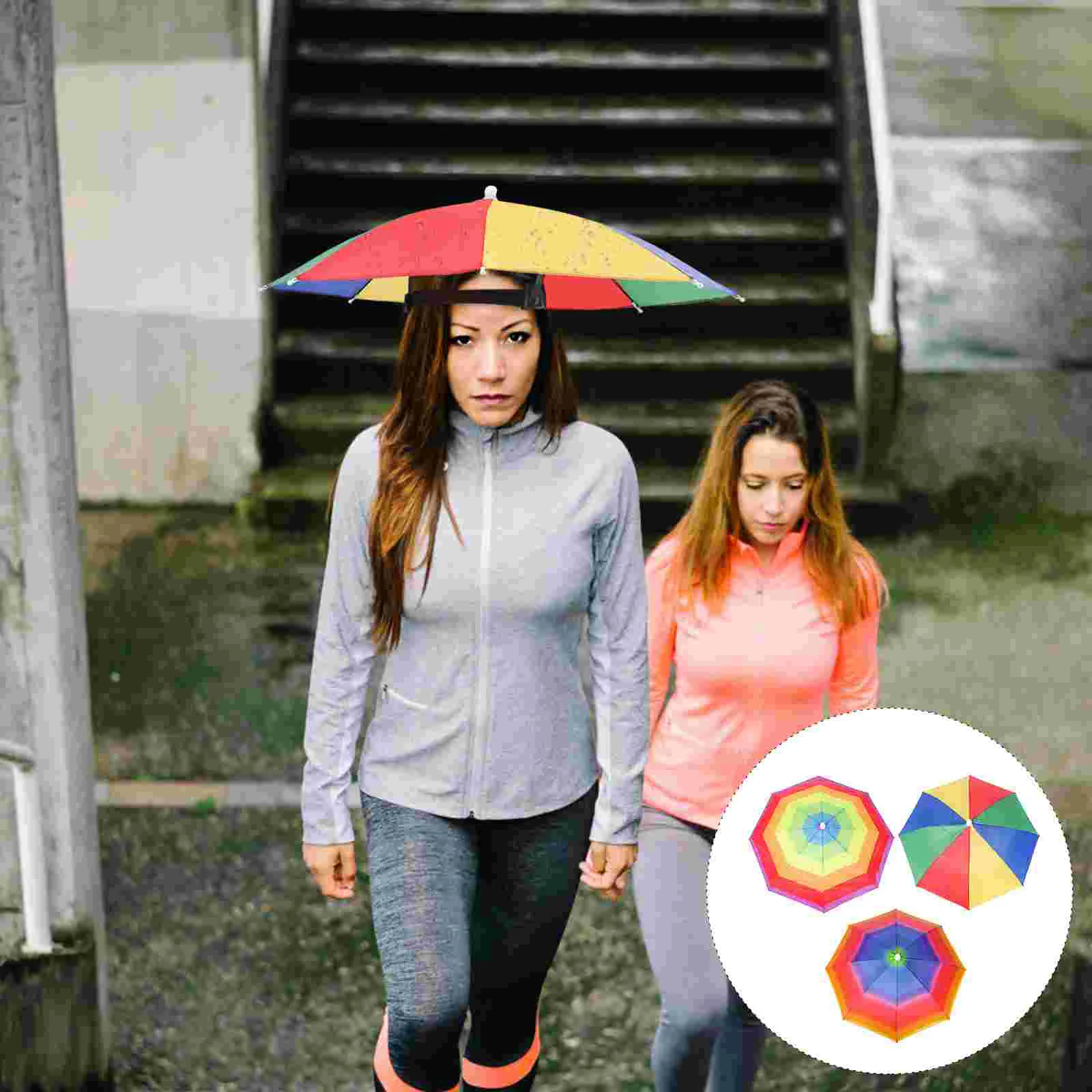 

3 Pcs Umbrella Hat Has Fishing Headset Hands Free Mounted Wear Polyester for Outdoor Adult