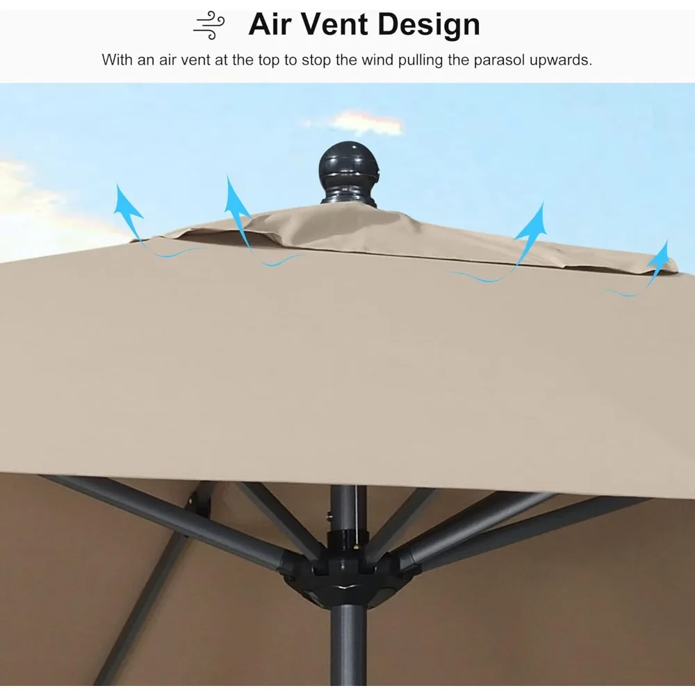 Patio Market Umbrella Outdoor Table Sun Umbrellas with Crank 8 Aluminum Sturdy Ribs for Pool Deck Backyard 9' X 11.5' 4
