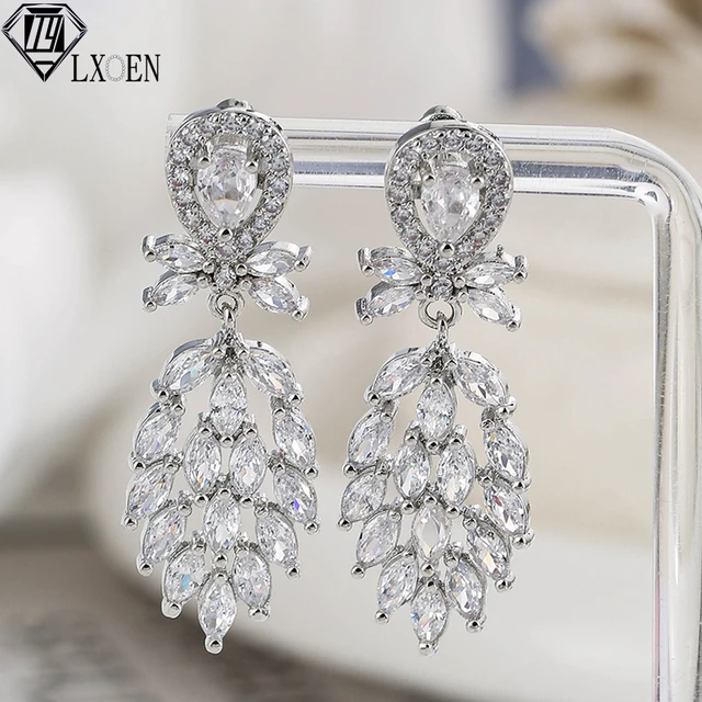 LXOEN Luxus Charme Braut Schmuck Baumeln Hochzeit Lange Ohrring Tropfen Zirkonia  Ohrringe Bling CZ Mode Ohrringe 2022 NEUE - AliExpress