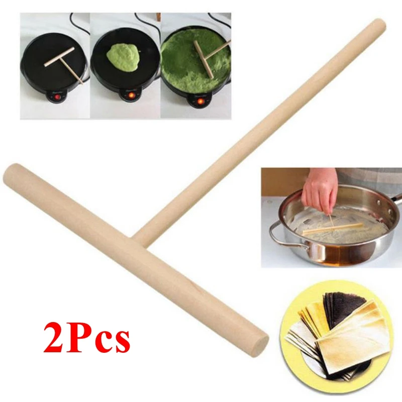 2Pcs/lot Pancake Batter Spreader Stick Pancake Tool Home Kitchen Tools Chinese Specialty Crepe Maker Wooden