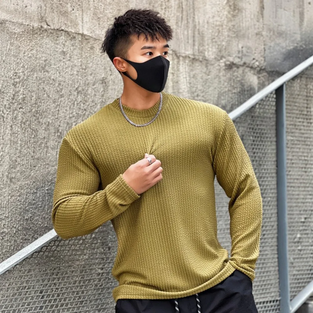 Autumn Winter Casual T-shirt Men Long Sleeves Solid Shirt Gym Fitness –  wanahavit