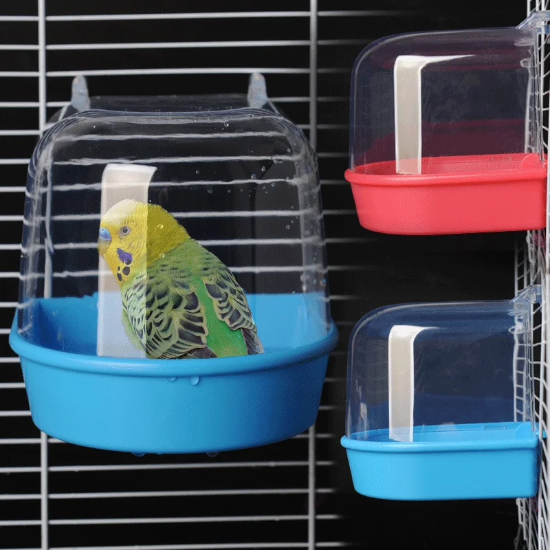 Bird Hanging Bath Cube Parrots Bathtub Bathtub Shower Box Cage Accessory for Little Bird Canary Budgerigar Cockatiel Lovebird