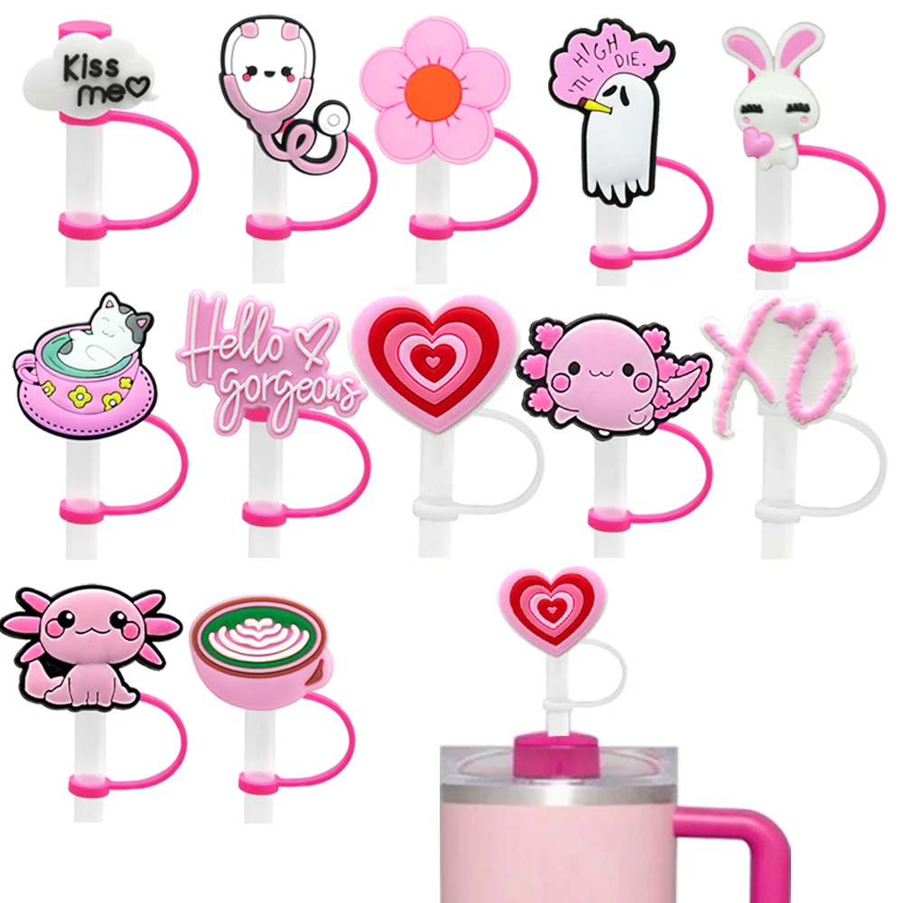 

1 шт. симпатичный стетоскоп, силиконовый соломенный Топпер для украшения кружек, 8 мм, розовое сердце, соломенные крышки, пыленепроницаемые соломенные подвески