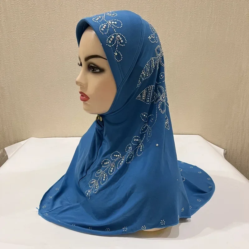 Muslim Islam Crystal Headscarf Hijabs Cap for Women Girl Cotton Long Scarf Wrap  jersey  hijabs for woman