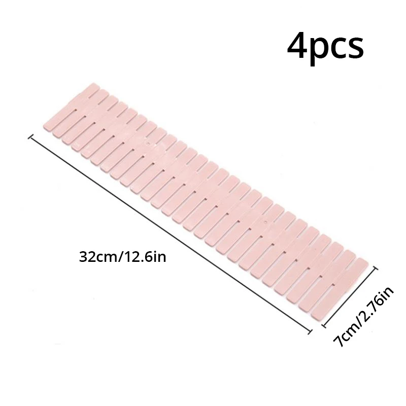 Drawer Organizers 4Pcs Pink Divider Adjustable Household Storage Cabinet Underwear Socks Sundries
