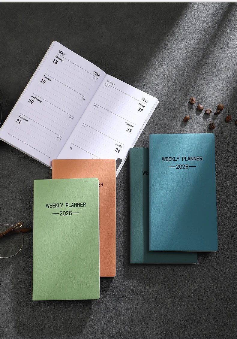 1 Stück Tagesplaner im A6-Format 2026, Morandi-Farblederkalender, 64 Blatt, 128 Seiten, dünnes Wochenkalenderbuch – Detail 10