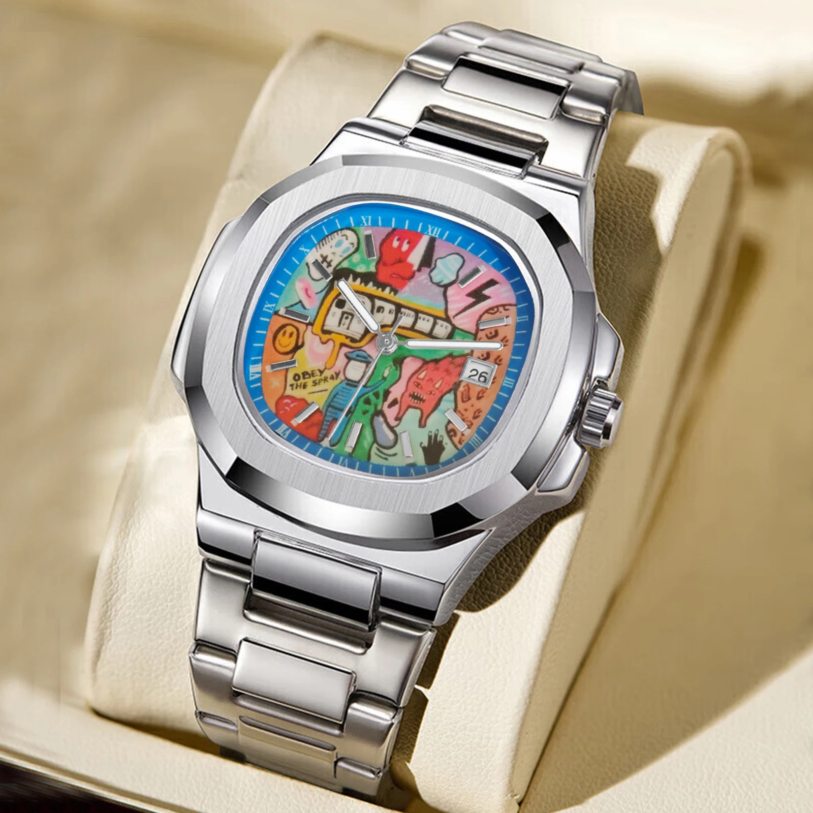 Premium Hand-painted Men's Wristwatch - Trendy and Fashionable Design