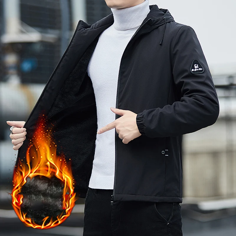 

CASUMANL Brand Winter Hooded Jackets Men 2023 New Thickened Fleece Warm Mans Coat Korean Daily Outdoors Oversize Jacket Clothing