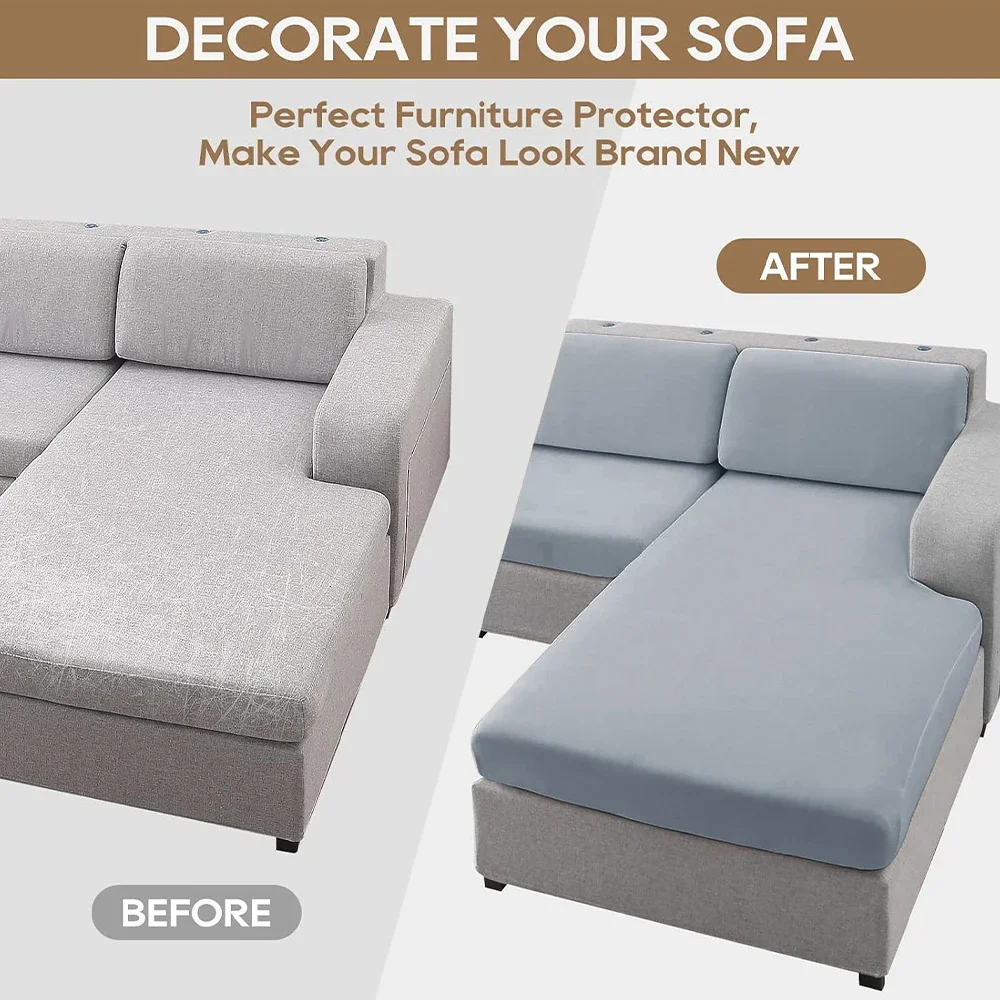 Plain Sofa Seat Cushion Covers Elastic Protector Covers Pets Kids Spandex Washable Living Room Sofas Cushion Case Chaise Lounge 5