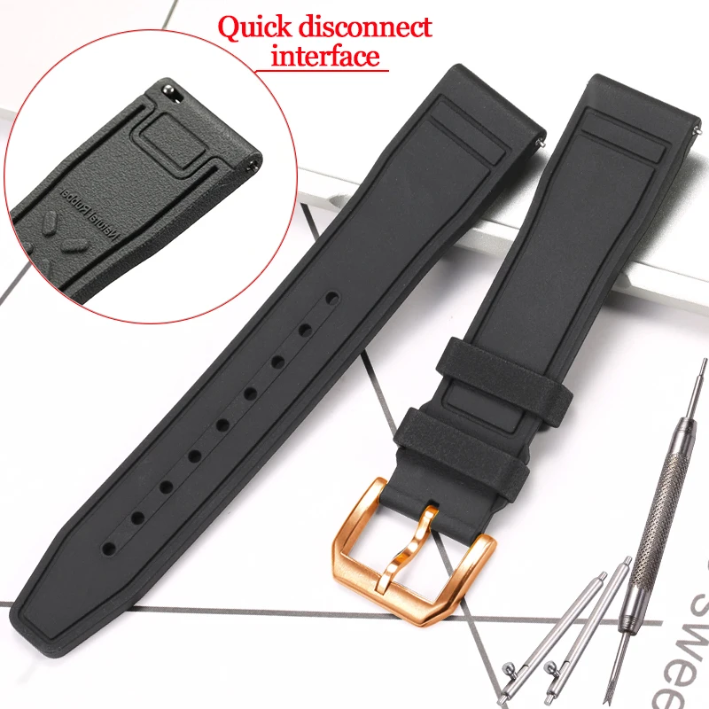 thumbnail image 1 of Correa de caucho fluorado para reloj de repuesto IWC Pilot para hombre, 20, 21 y 22 mm, resistente al agua, con hebilla deportiva, accesorios para reloj, 1 of 5