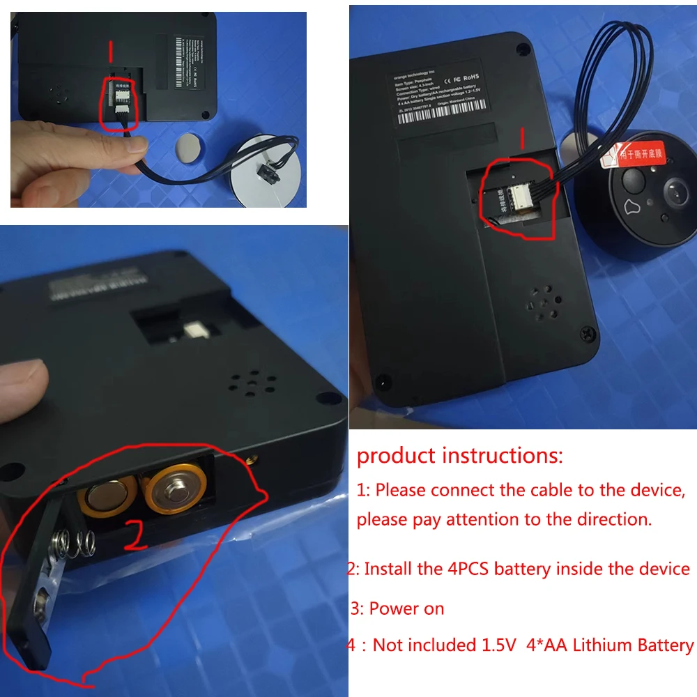 1X 4.3 inch Video peephole Digital Door Camera Doorbell IR Night Vision 170 Degree Angle Peephole Camera Monitor Visual Doorbell
