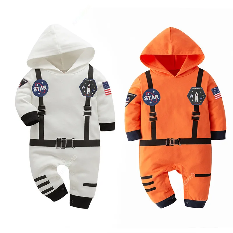 

New Spring Autumn Hoodie Astronaut Costume Romper for Baby Boys Girls Space Suit Jumpsuit Halloween Birthday Outfit 0-24M