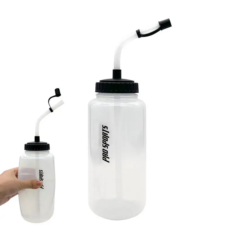 Hockey Water Bottle 1000ml Reusable Long Straw And Squeeze Drinking For Cycling