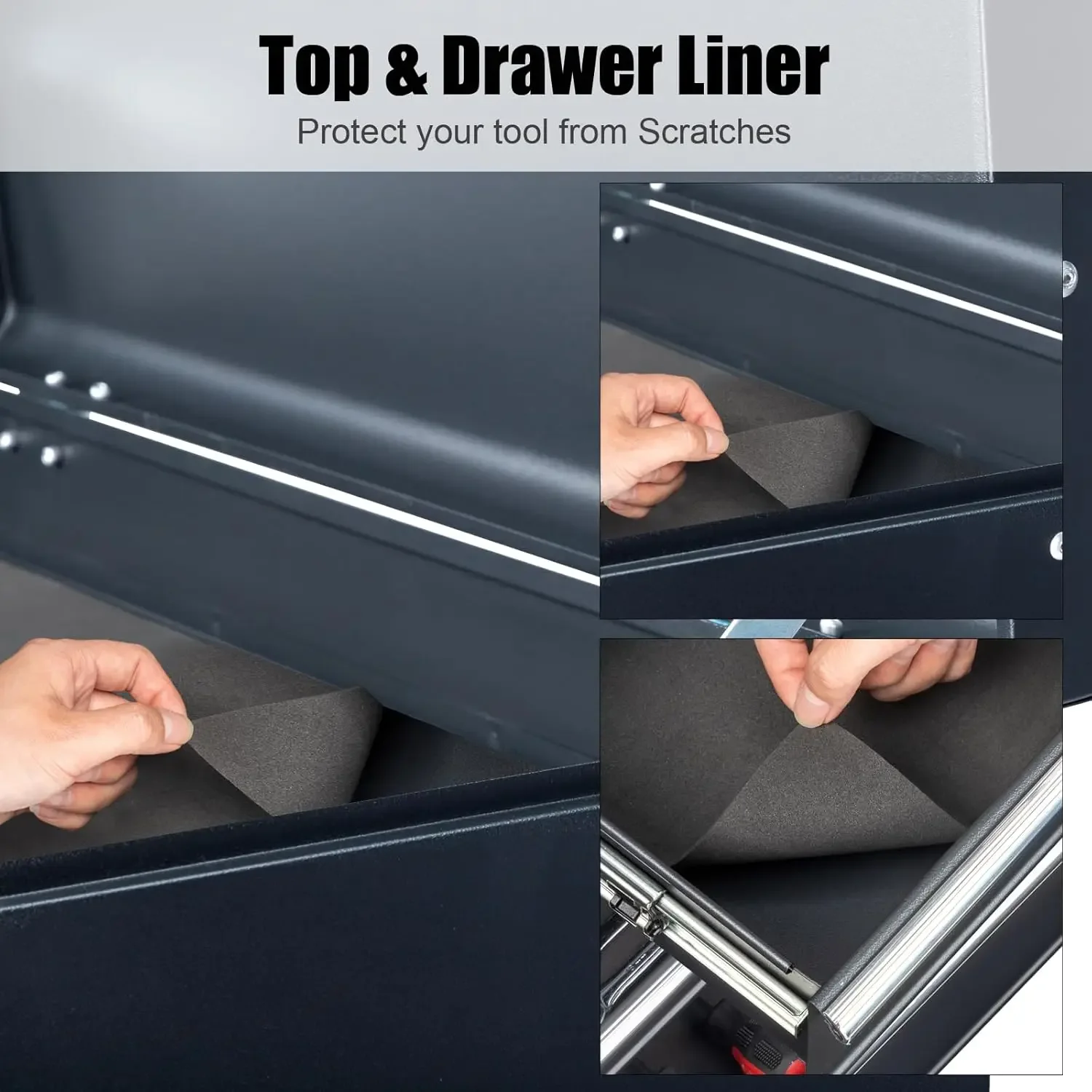 24" Portable Tool Box, 5 Drawers & Top Storage Tray Tool Box with Drawers, Lockable Metal Tool Chest Cabinet for Garage 5