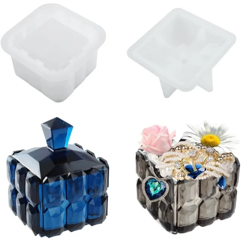 

Storage Box Resin Mold with Lid, Faceted Cube Jar Silicone Molds, Jewelry Storage Epoxy Resin Mould Trinket Container Casting Mo