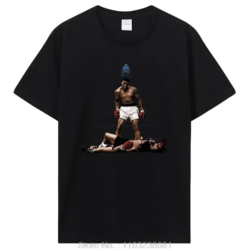 Πρωταθλητής βαρέων βαρών Muhammad Ali πυγμαχίας μαύρο δυναμικό καλοκαιρινό βαμβακερό κοντομάνικο ανδρικό μπλουζάκι νέο μπλουζάκι streetwear_voghion.com