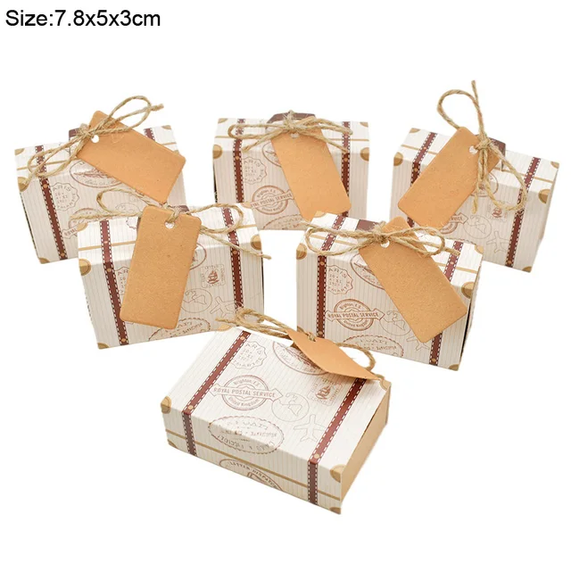 10/20pcs Travel Suitcase Candy Box Kraft Paper Gift Boxes Wedding Birthday Party Decoration Supplies Christmas Gift Packaging A