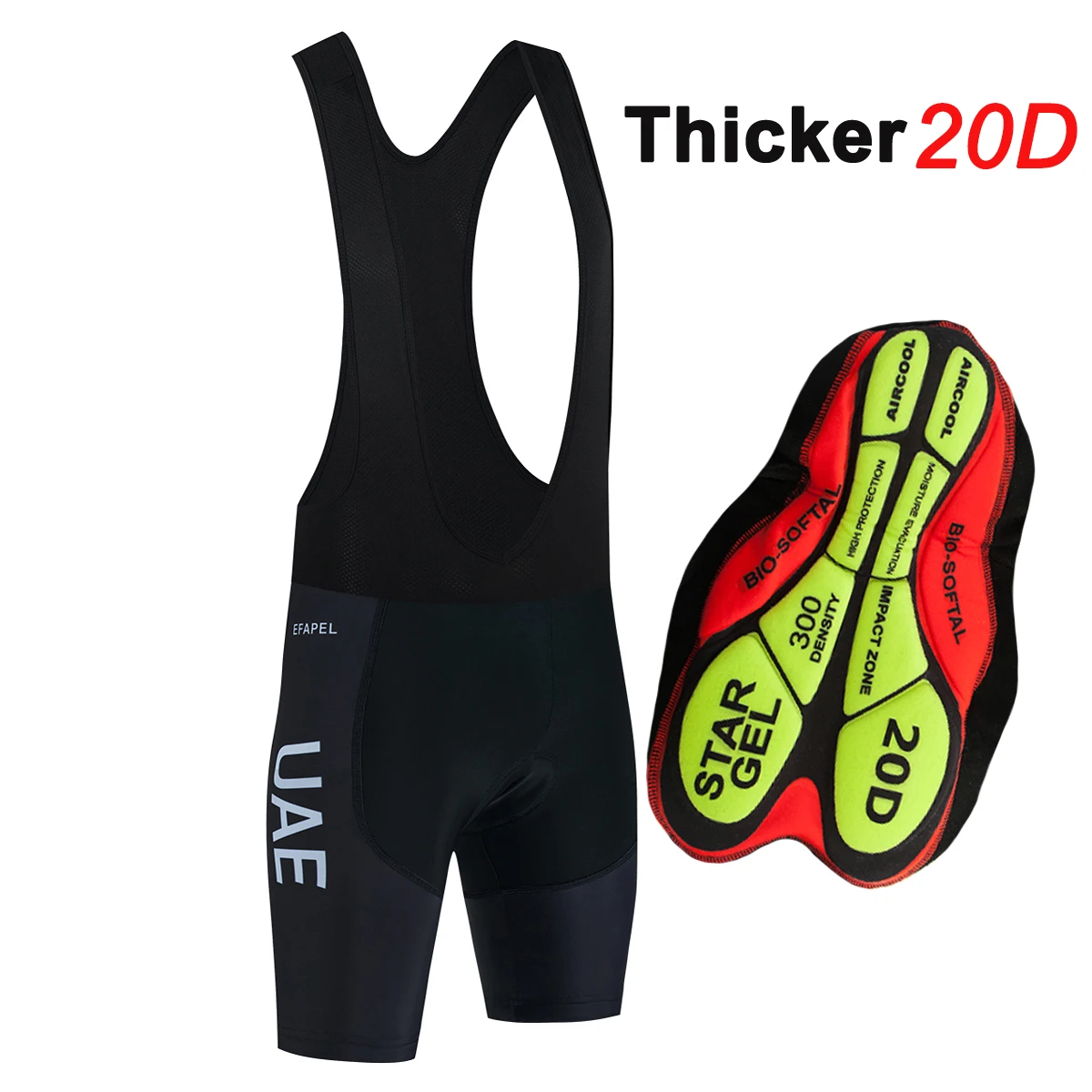 2024 Emiratos Árabes Unidos Ciclismo Baberos pantalones cortos hombres mujeres 20D Gel Pad negro pantalones de bicicleta de secado rápido Ropa Ciclismo Culottes 1