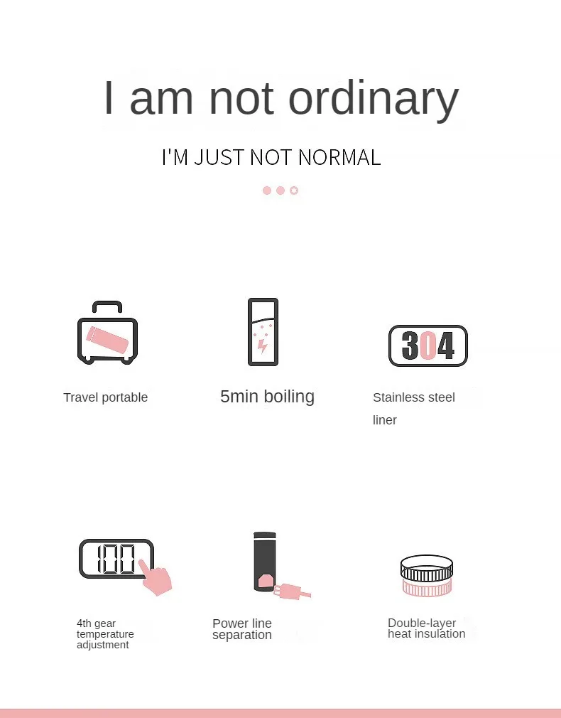 Description Picture 4 of itemPortable Electric Kettle Thermal Cup Coffee Travel Water Boiler Temperature Control Smart Water Kettle Thermos
