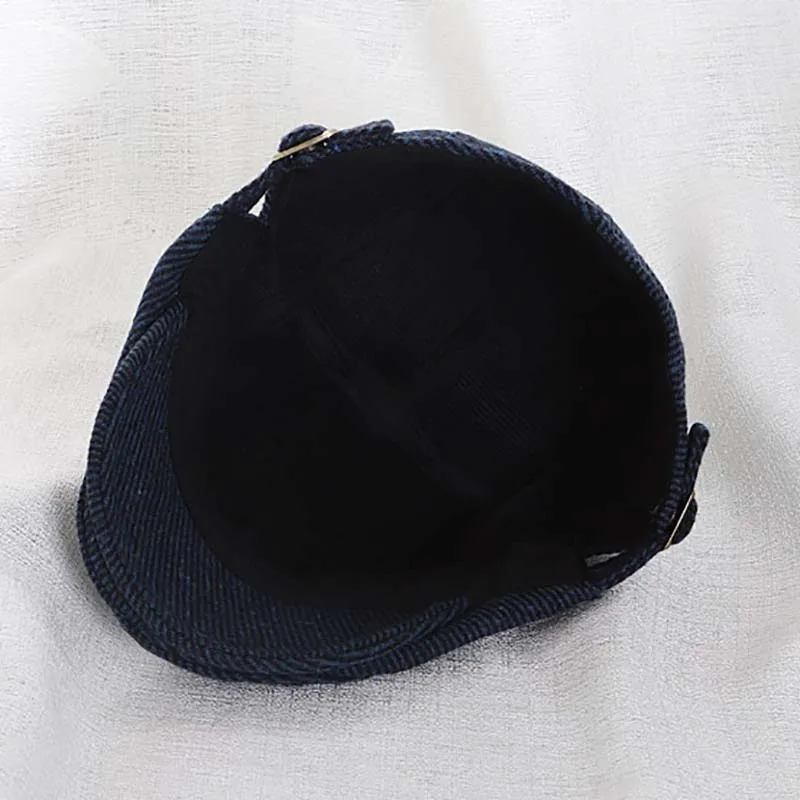 Retro Children Beret Hat for Boys Autumn Winter Woolen Cap Adjustable Striped Hats Warm Kids Accessories Korean 2-9 Years Old