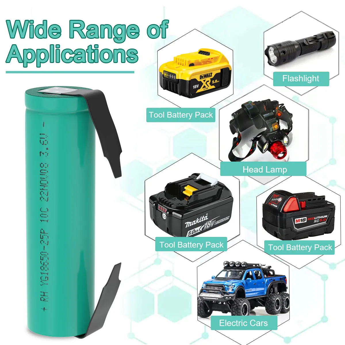 Bateria Li-ion Recarregável para Baterias Lanterna 18650 3500mah 3.7v 100 Original 110 Pcs - Image 4