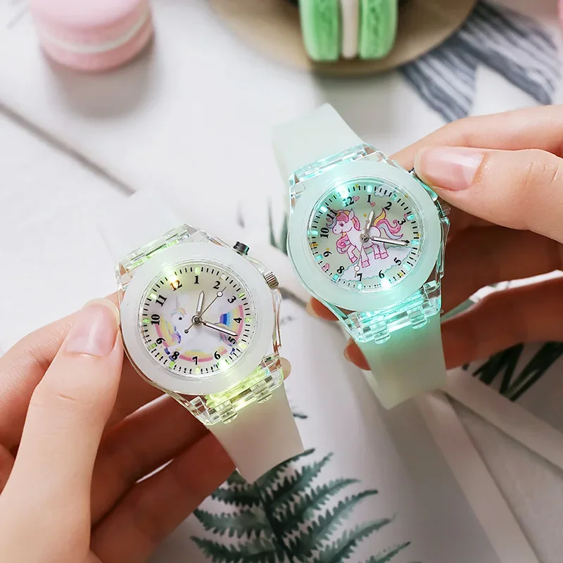 New Printed Silicone Band Kids's Watch for Cartoon Unicorn Watches At Night Quartz DIGITAL CLOCK Cute Girls Primary School 3