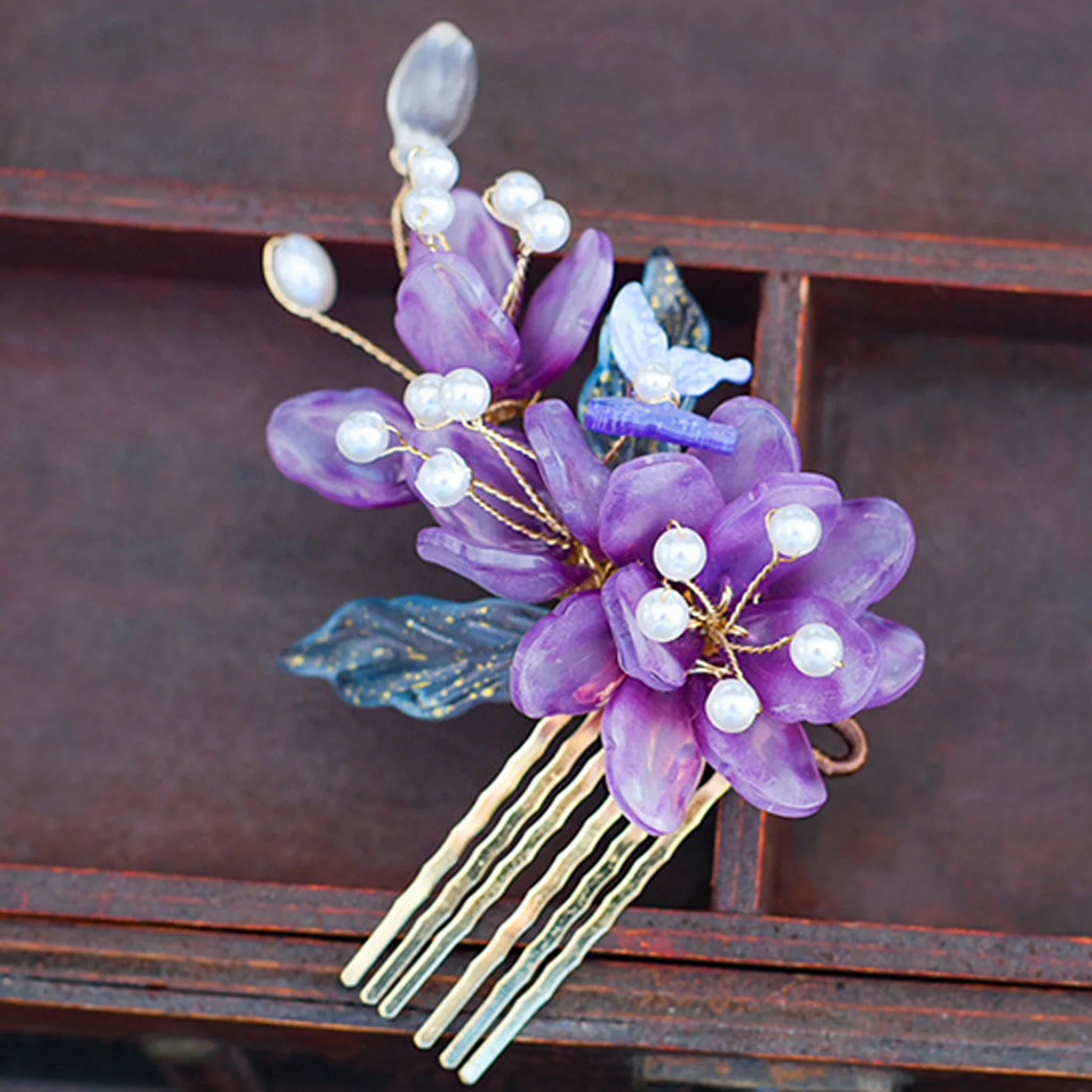 purple flower hair accessories