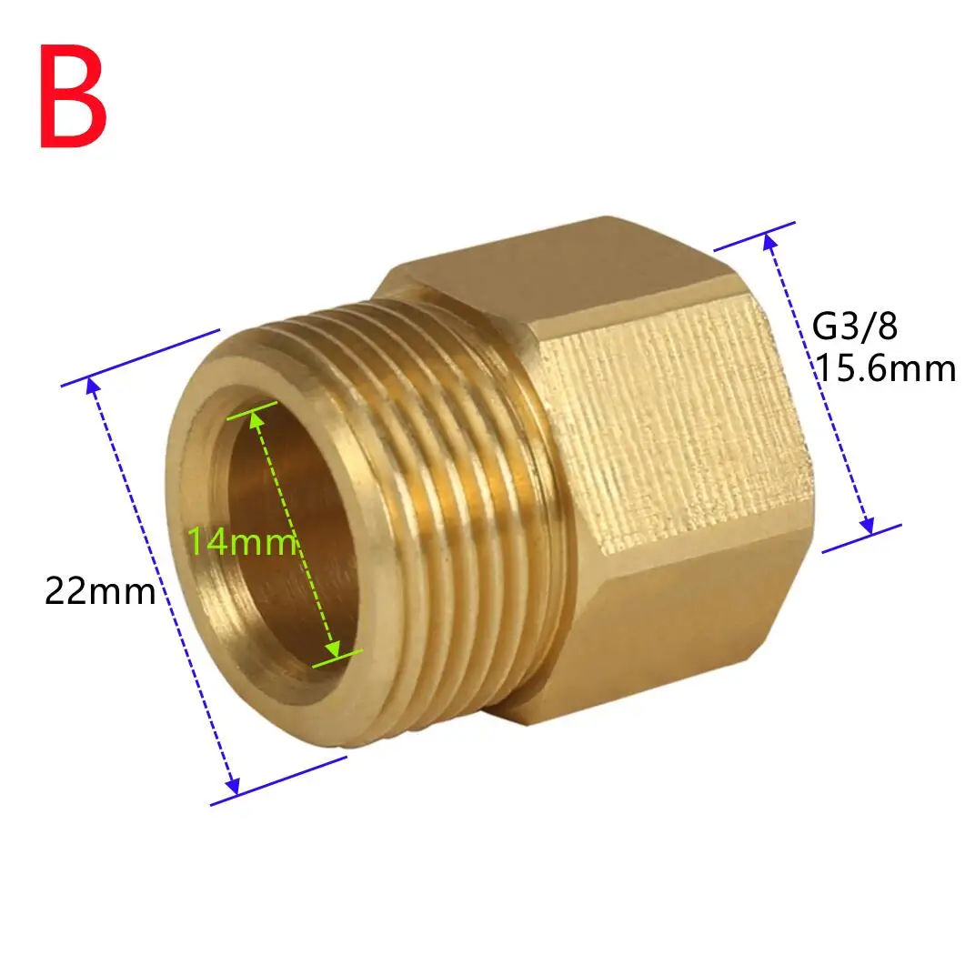 G3/8 To M22 High Pressure Wash Gun Hose Adaptor Female & Male Thread BSP 3/8 3
