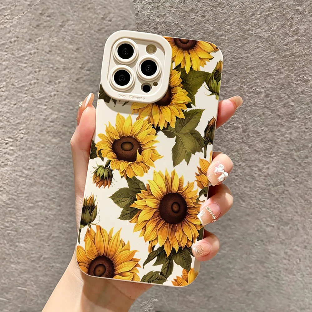 Vibrant Sunflower Floral Print Phone Case - Durable TPU Cover