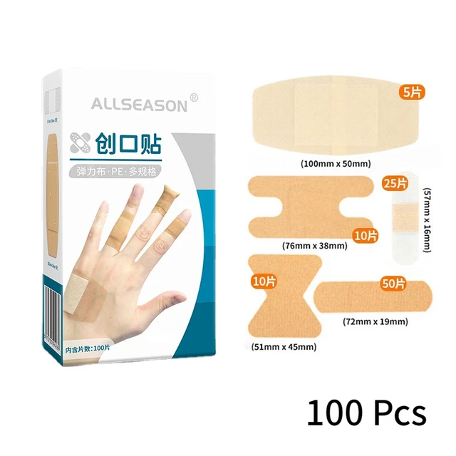 100pcs Medical Band Aid For Fingertip Joints Large Area Breathable Assorted  Supplies 5 Sizes Band-aids Bandage Set Emergency Kit - First Aid Kits -  AliExpress