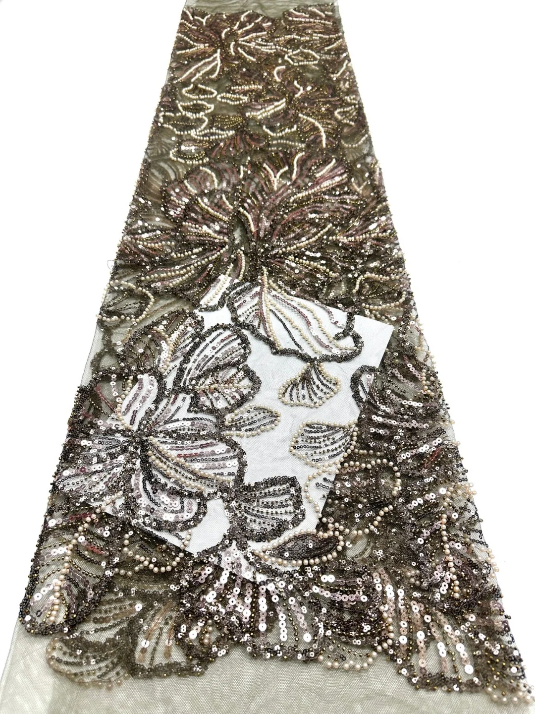2026 Eleganter Hochzeits- und Abendkleiderstoff - Weicher Tüll mit Pailletten und Steinen, Hochwertig (Neueste Österreichische Kollektion) NN5891_Z – Detail 30
