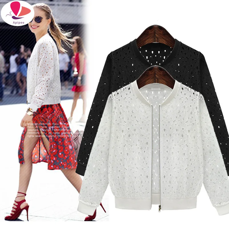 

Women Jacket New Arrival Female Solid Lace Stitching Baseball Jacket Stand Collar Bomber Jacket Coat Outwear 2xl