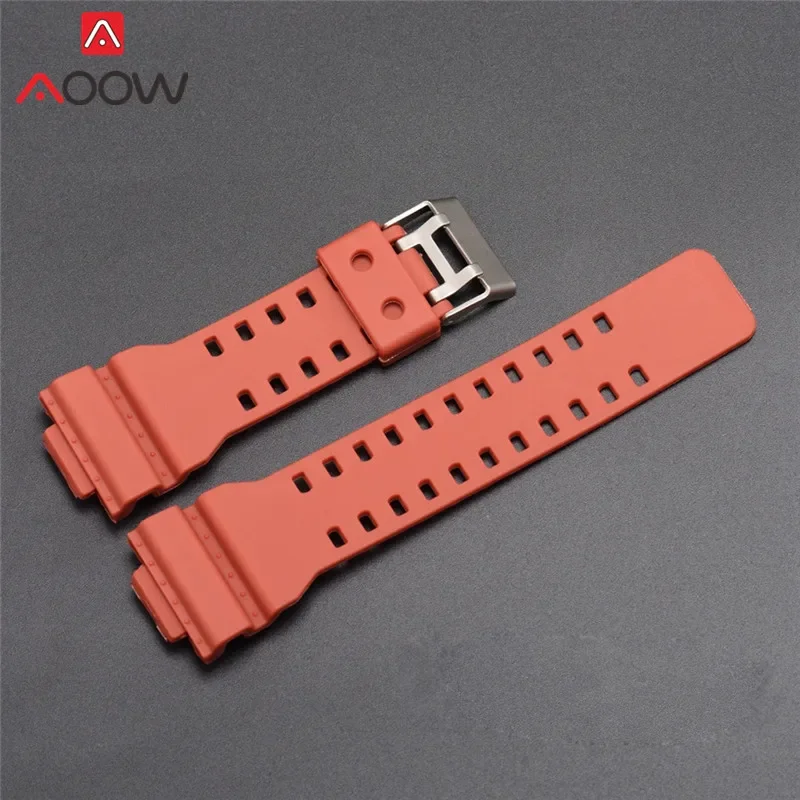 Elegant 16mm Resin Sports Watchband with Gold Buckle - Waterproof Replacement Bracelet
